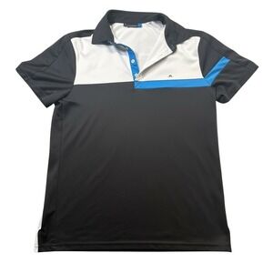 J.Lindeberg Fieldsensor Golf Polo Shirt Mens M Black White Blue Performance